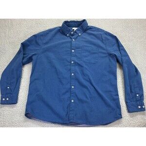 Carbon 2 Cobalt Shirt Mens Large Blue Polka Dot Long Sleeve Pocket Button Down